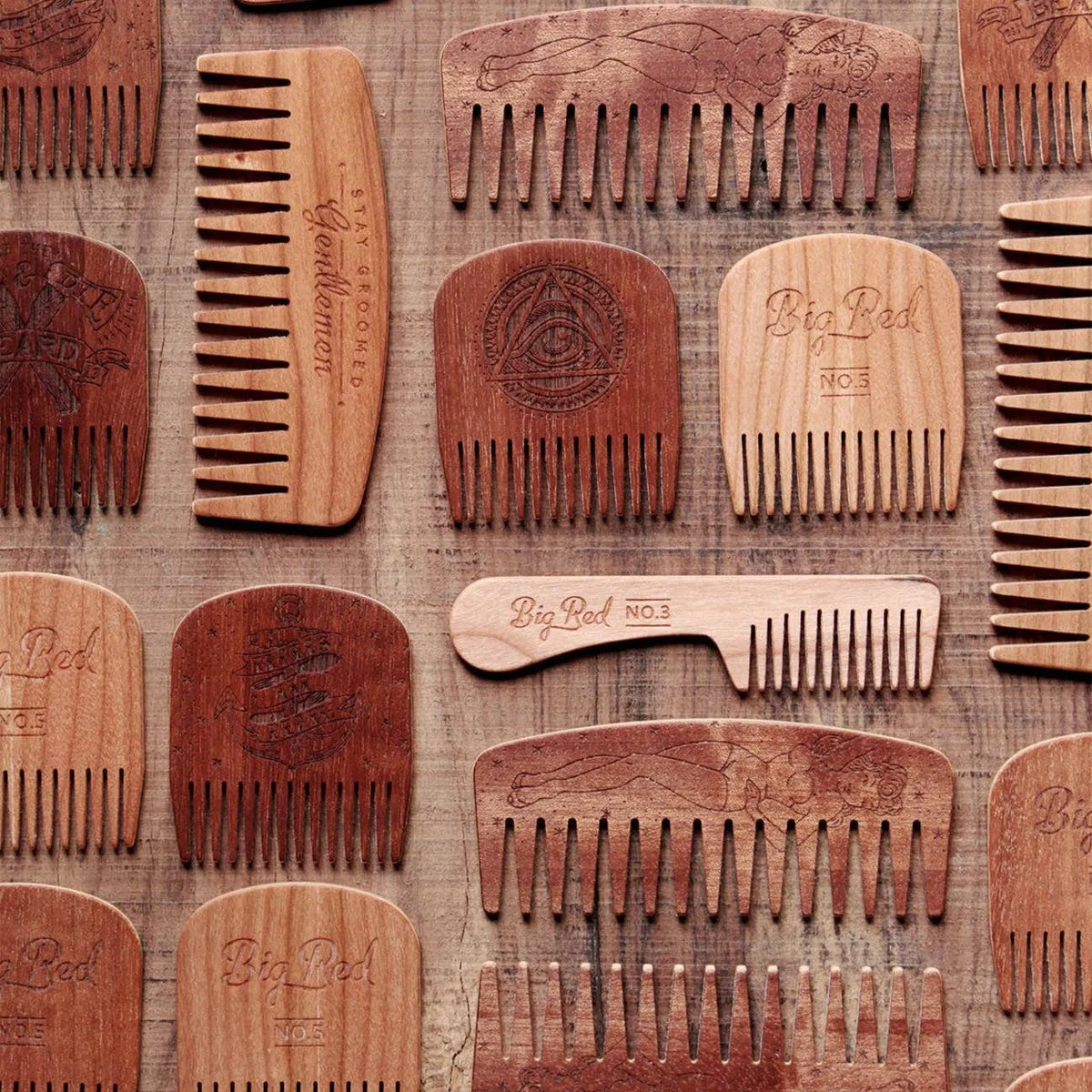 Big Red Wooden Beard Combs