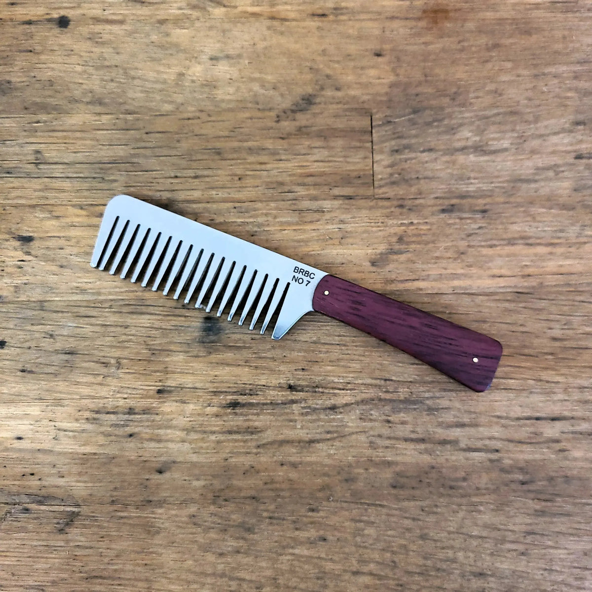 Big Red Stainless Steel No. 7 beard comb with purpleheart handles