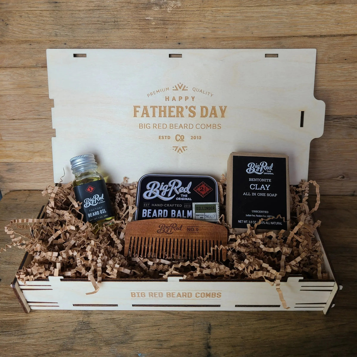 Big Red Beard Combs - Father's Day Stash Box