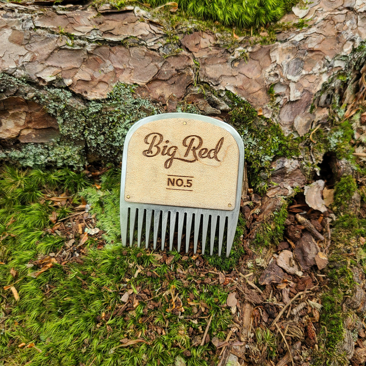 No. 5 stainless steel beard comb with a natural maple wood handle