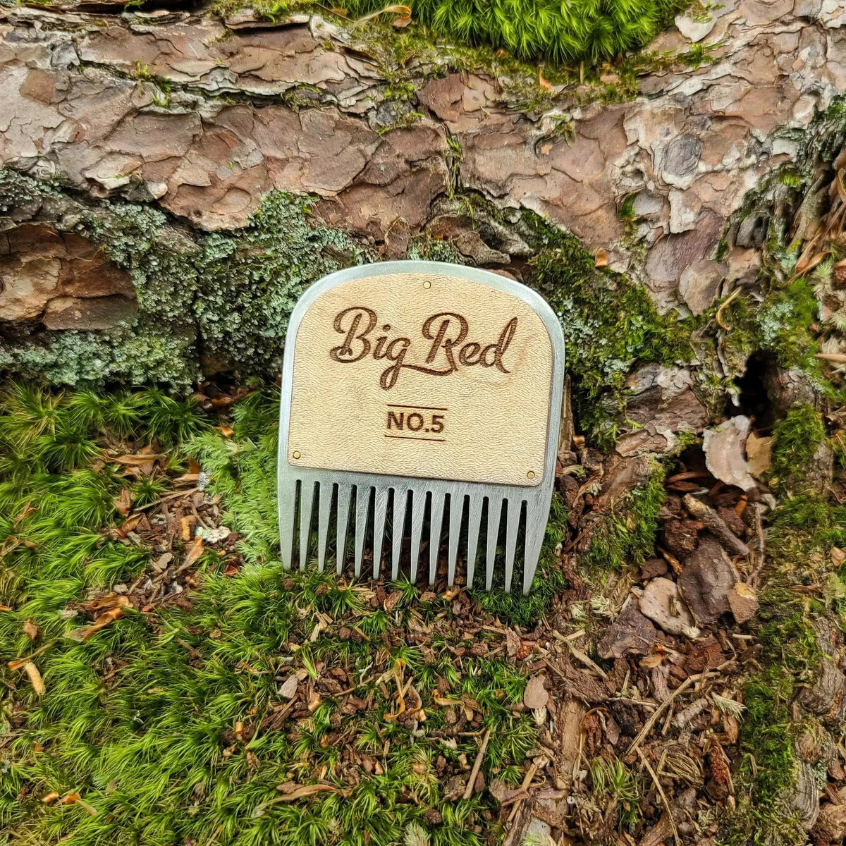 No. 5 stainless steel beard comb with a natural maple wood handle